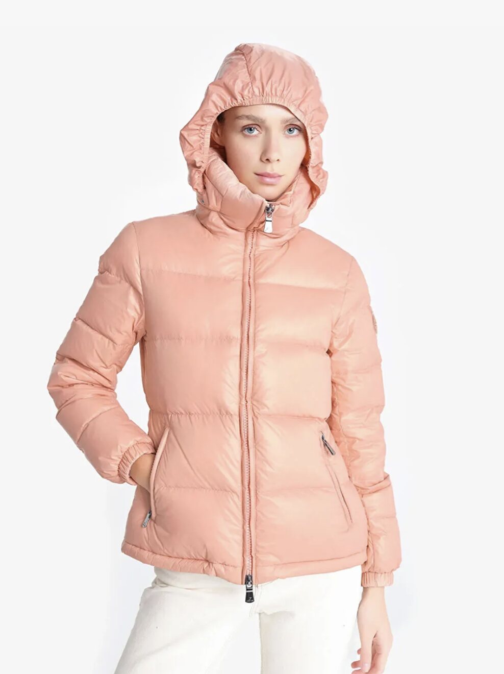 Made Tekstil pink hooded puffer jacket