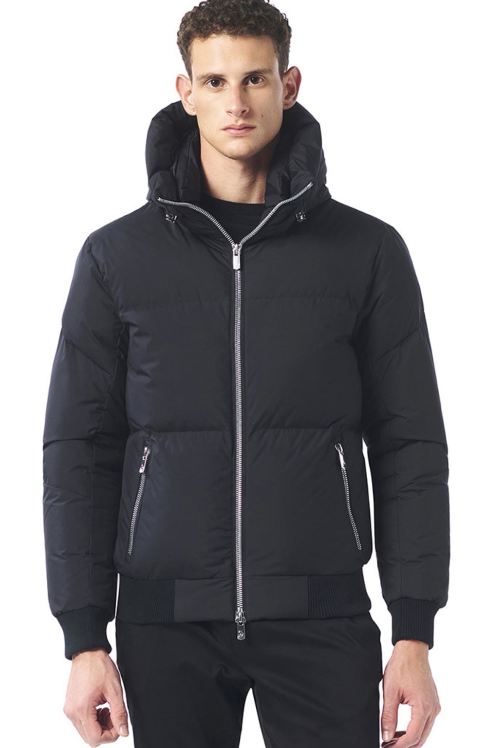 Made Tekstil black hooded bomber jacket
