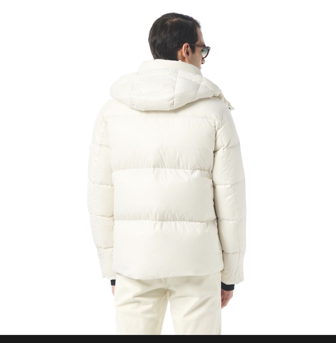 Made Tekstil Ivory hooded puffer jacket back view