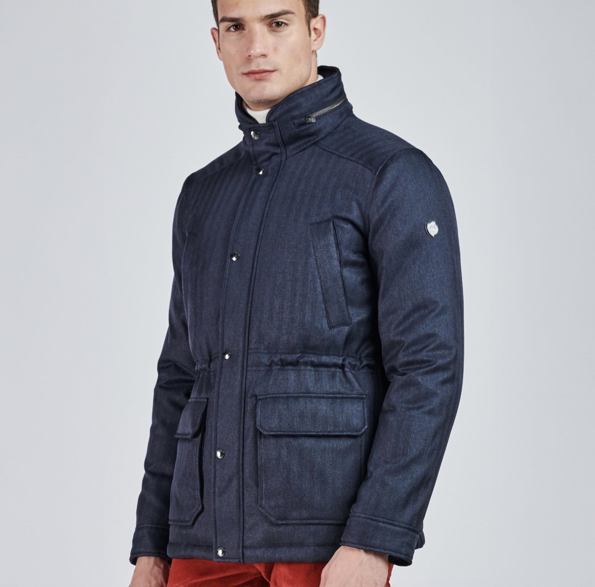 Made Tekstil Navy quilted bomber front view