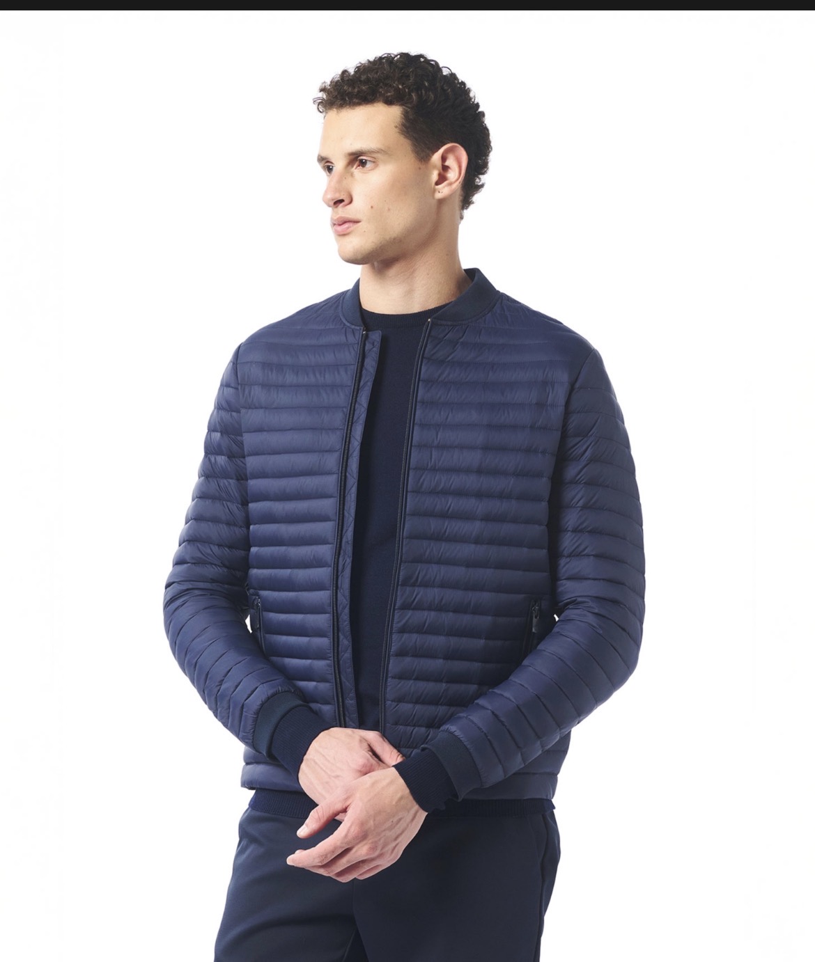 Made Tekstil Navy quilted bomber back view